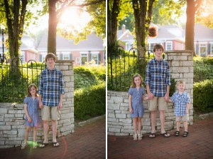 kids standing in front of stone wall near kisker gazebo