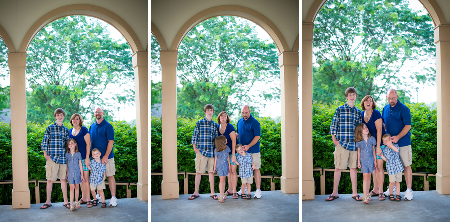silly family picture in frontier park main street st charles
