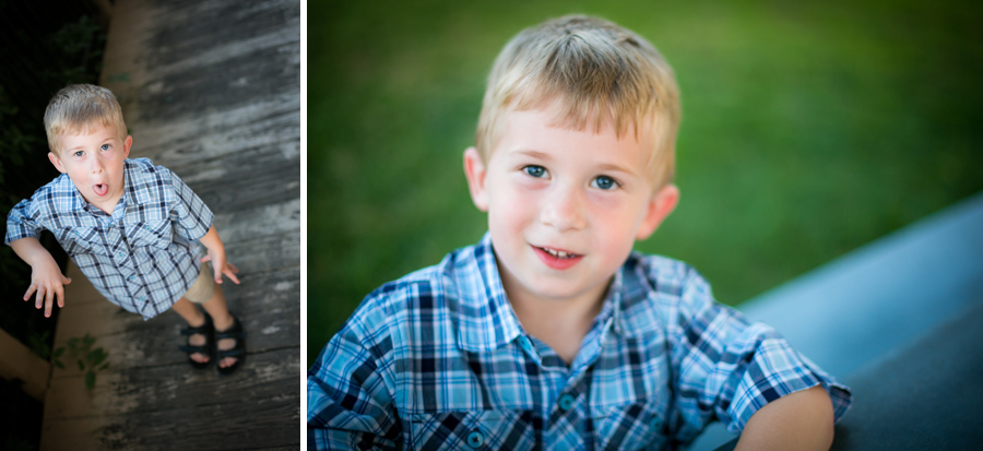 little boy in blue plaid shirt