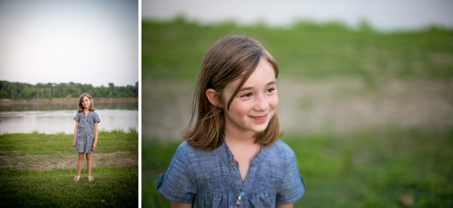 little girl standing by Missouri river in st charles mo
