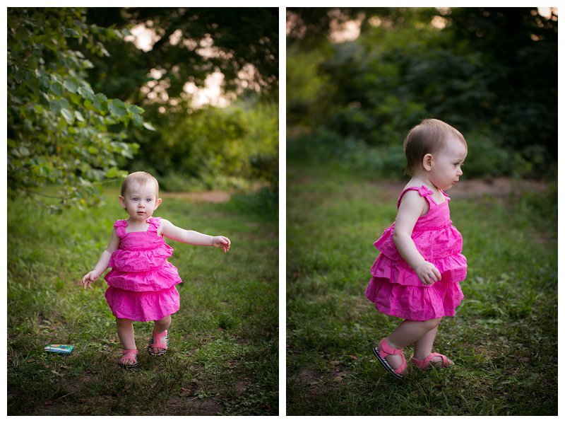 baby walking in grass
