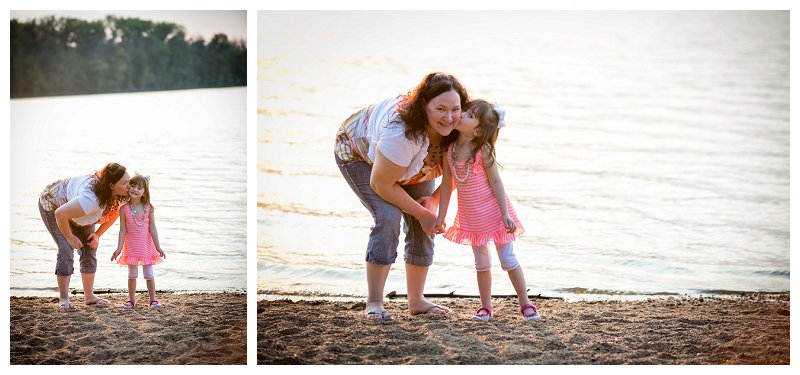 little girl kissing mom on cheek