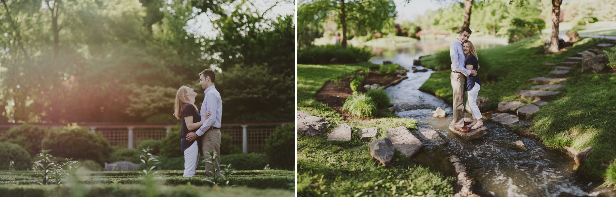 Early morning spring engagement session at Missouri Botanical Garden