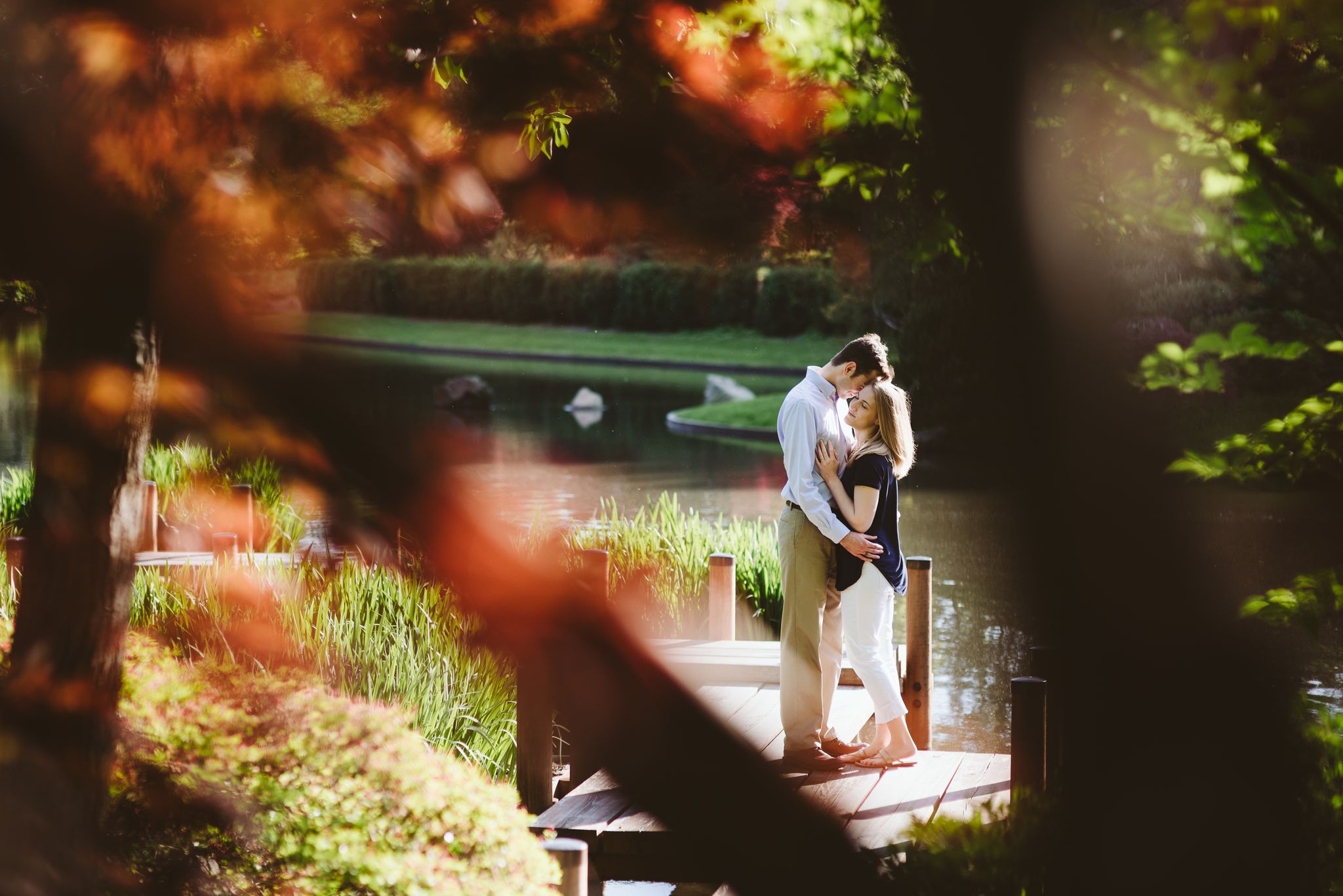 Early morning spring engagement session at Missouri Botanical Garden