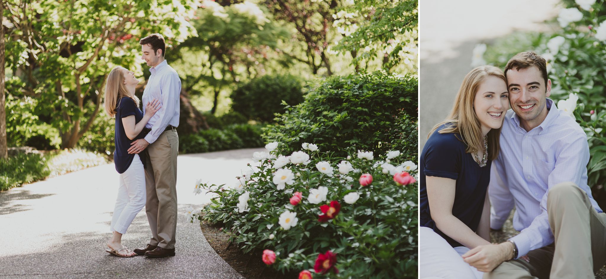 Early morning spring engagement session at Missouri Botanical Garden