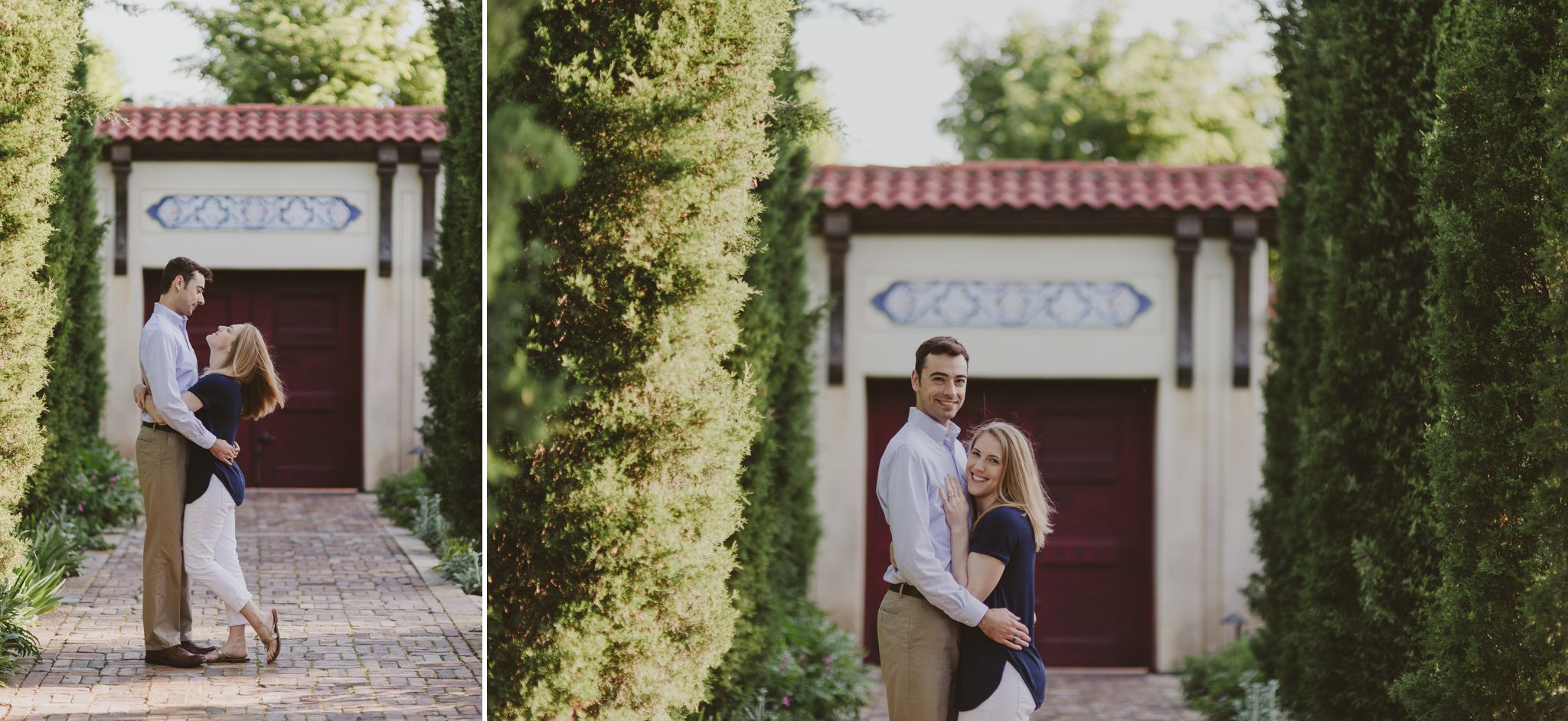 Early morning spring engagement session at Missouri Botanical Garden