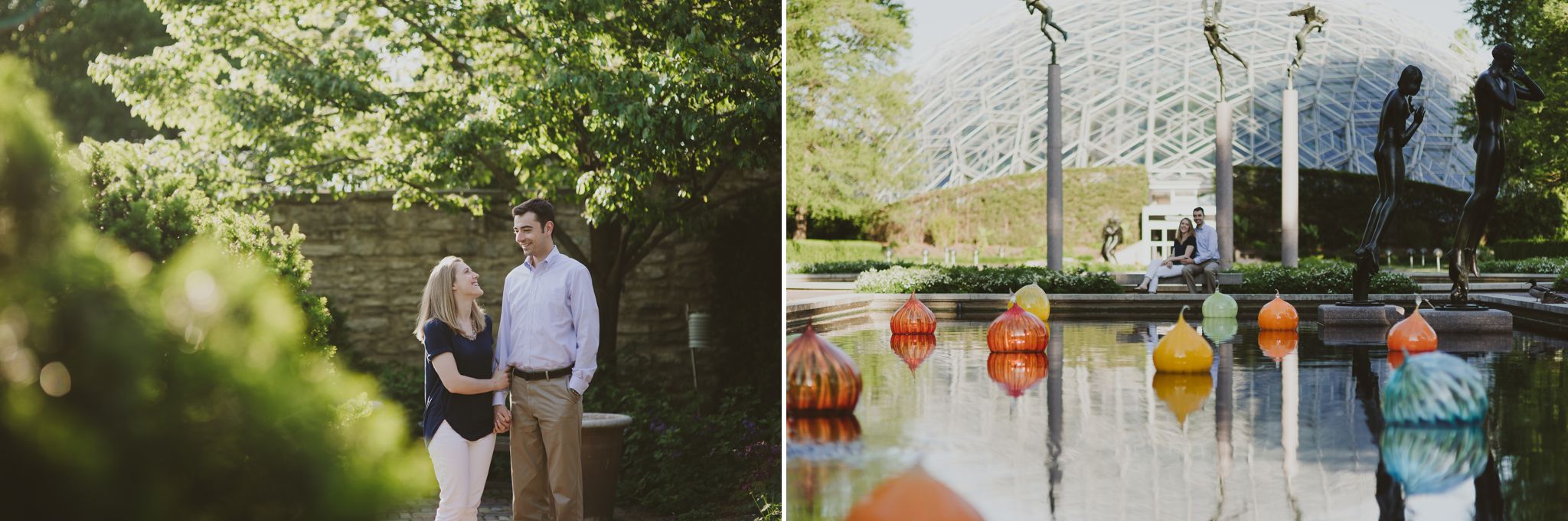 Early morning spring engagement session at Missouri Botanical Garden